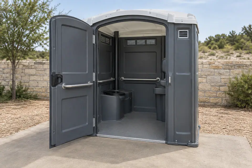 Wheelchair-accessible porta potties equipment option